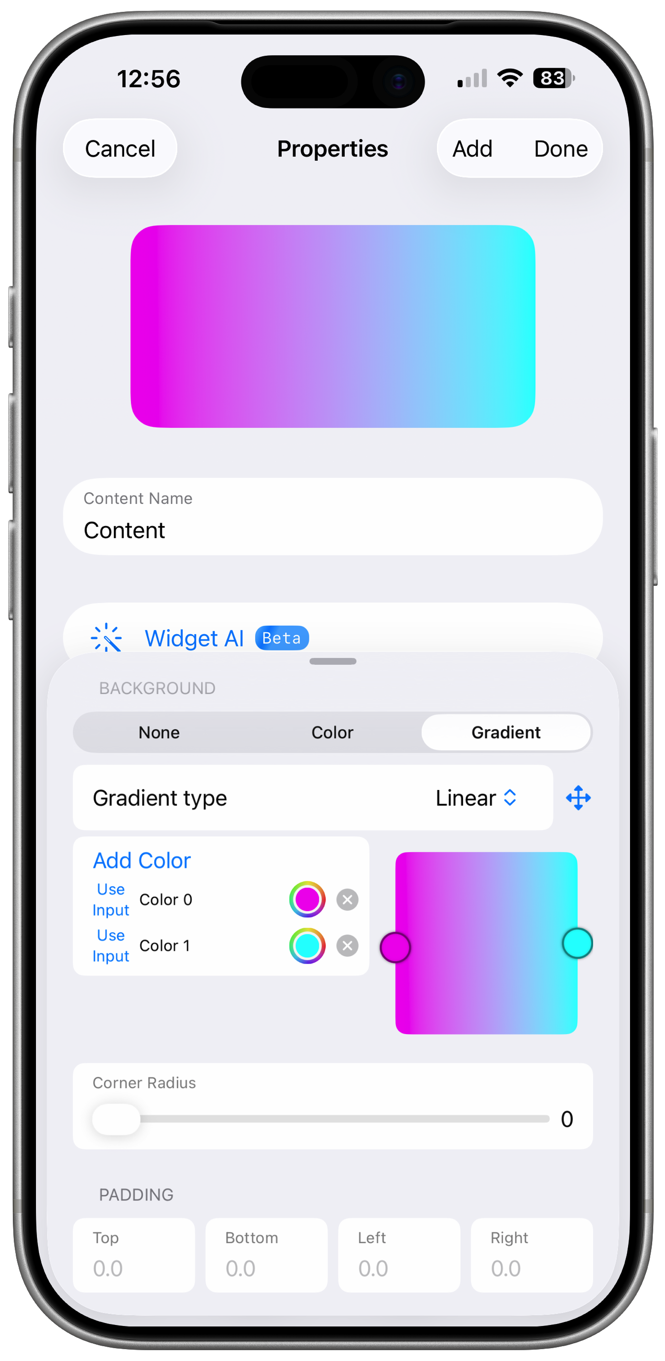 The page for selecting the shortcut for an automation to run. One of the options is Daily Pushcut Widget Update
