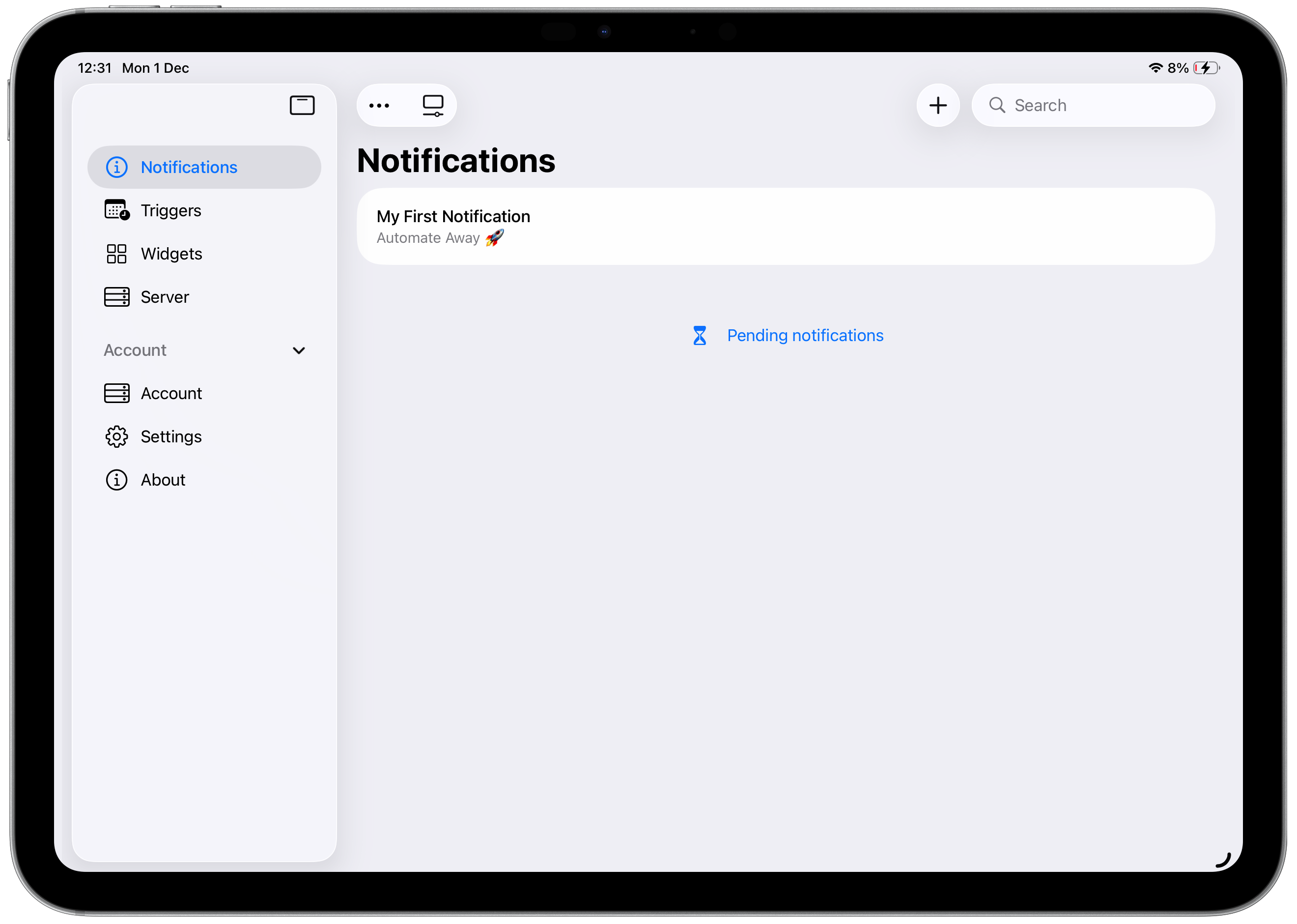 The page for selecting the shortcut for an automation to run. One of the options is Daily Pushcut Widget Update